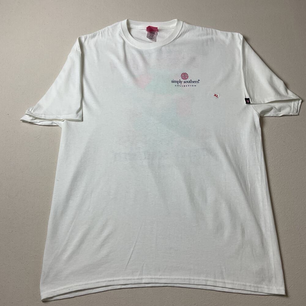 Simply Southern Collection White Dont Worry Beach Happy T Shirt Womens XL